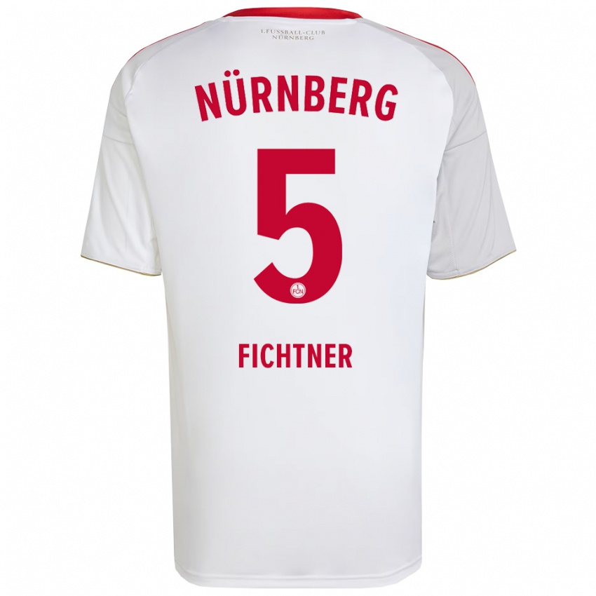 גברים Tom Fichtner #5 לבן אדום הרחק ג'רזי 2025/26 חולצה קצרה