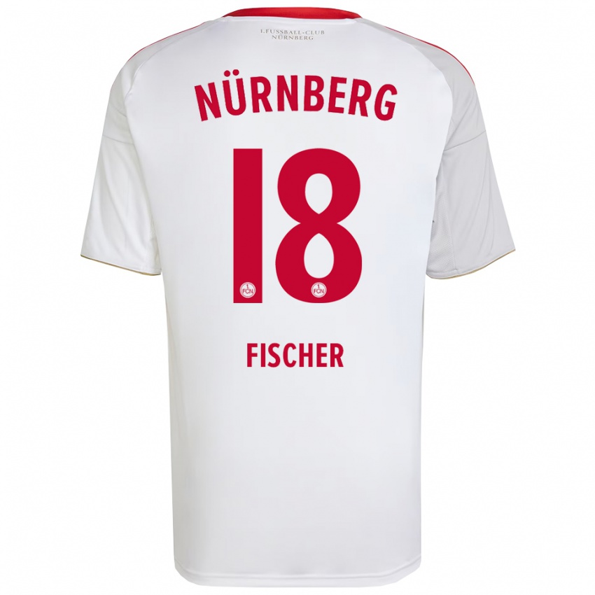 גברים Jonas Fischer #18 לבן אדום הרחק ג'רזי 2025/26 חולצה קצרה