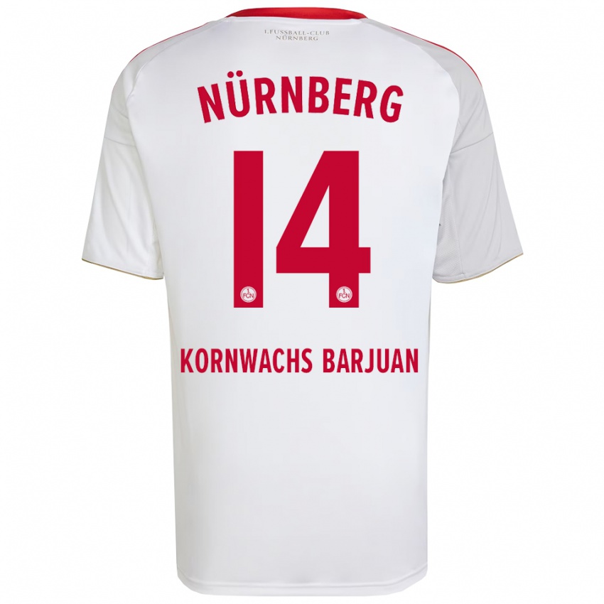 גברים Marc Kornwachs Barjuan #14 לבן אדום הרחק ג'רזי 2025/26 חולצה קצרה