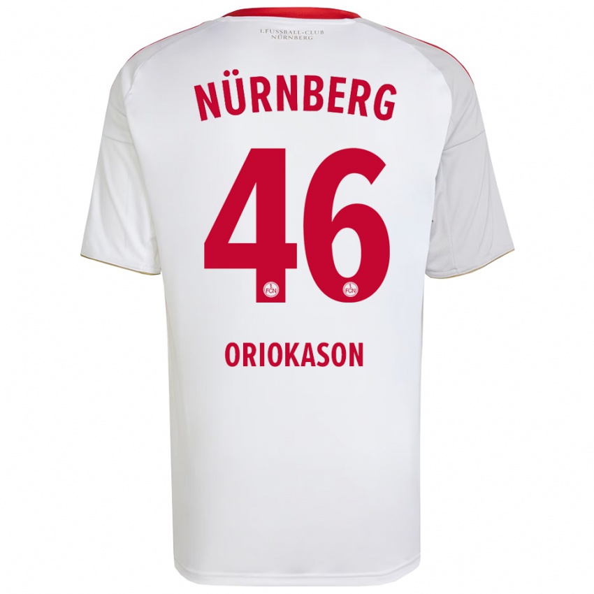 גברים Emmanuel Oriokason #46 לבן אדום הרחק ג'רזי 2025/26 חולצה קצרה