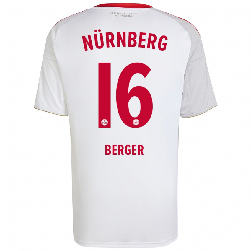 גברים Tim Berger #16 לבן אדום הרחק ג'רזי 2025/26 חולצה קצרה