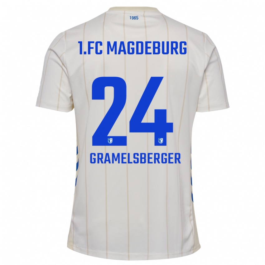 גברים לנרט גרמלסברגר #24 לבן כחול הרחק ג'רזי 2025/26 חולצה קצרה