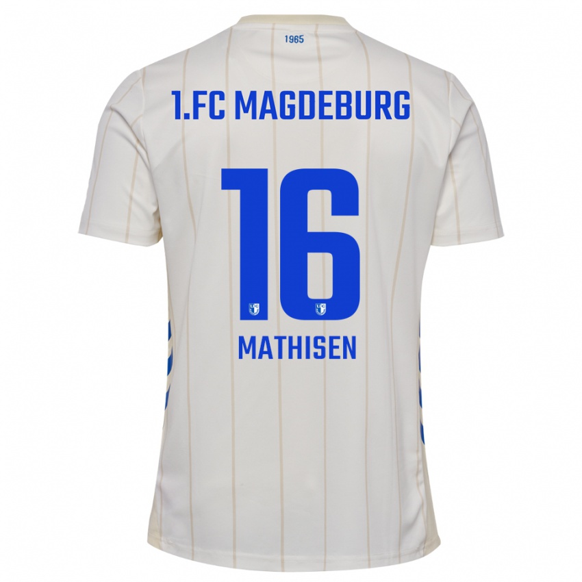 גברים מרקוס מתיסן #16 לבן כחול הרחק ג'רזי 2025/26 חולצה קצרה