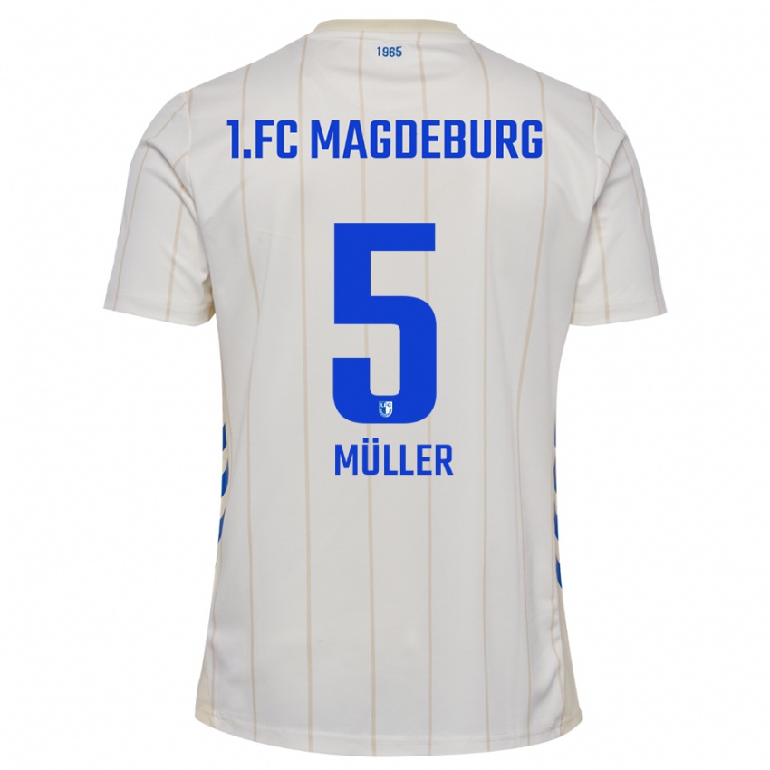 גברים Tobias Müller #5 לבן כחול הרחק ג'רזי 2025/26 חולצה קצרה