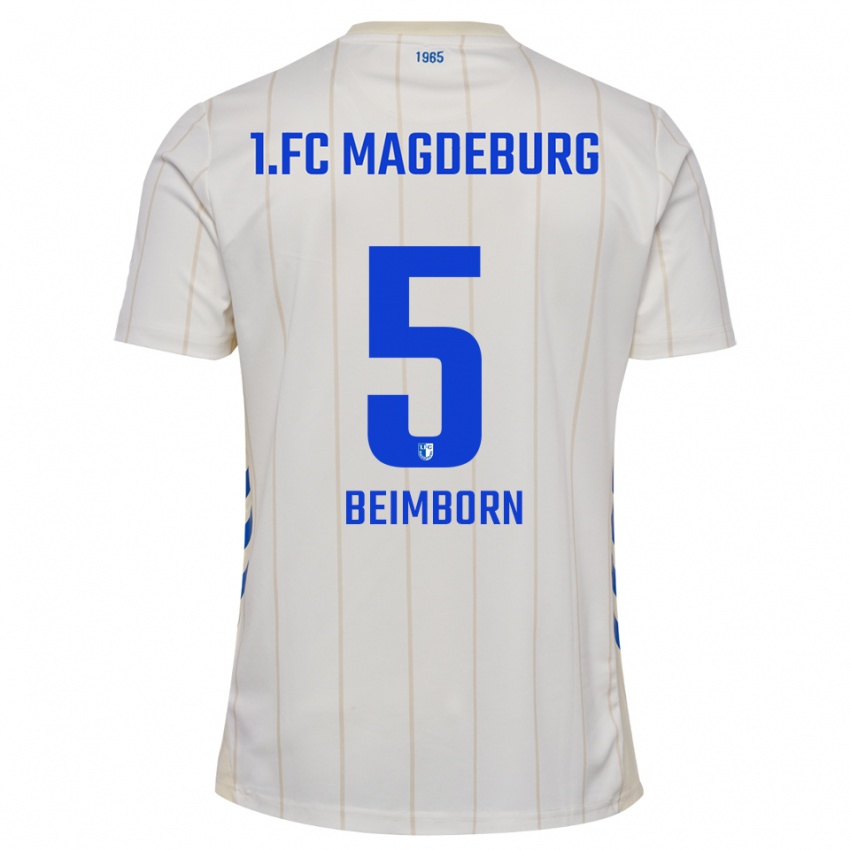 גברים Leander Beimborn #5 לבן כחול הרחק ג'רזי 2025/26 חולצה קצרה