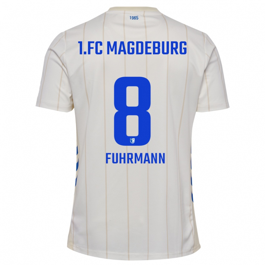 גברים Felix Fuhrmann #8 לבן כחול הרחק ג'רזי 2025/26 חולצה קצרה