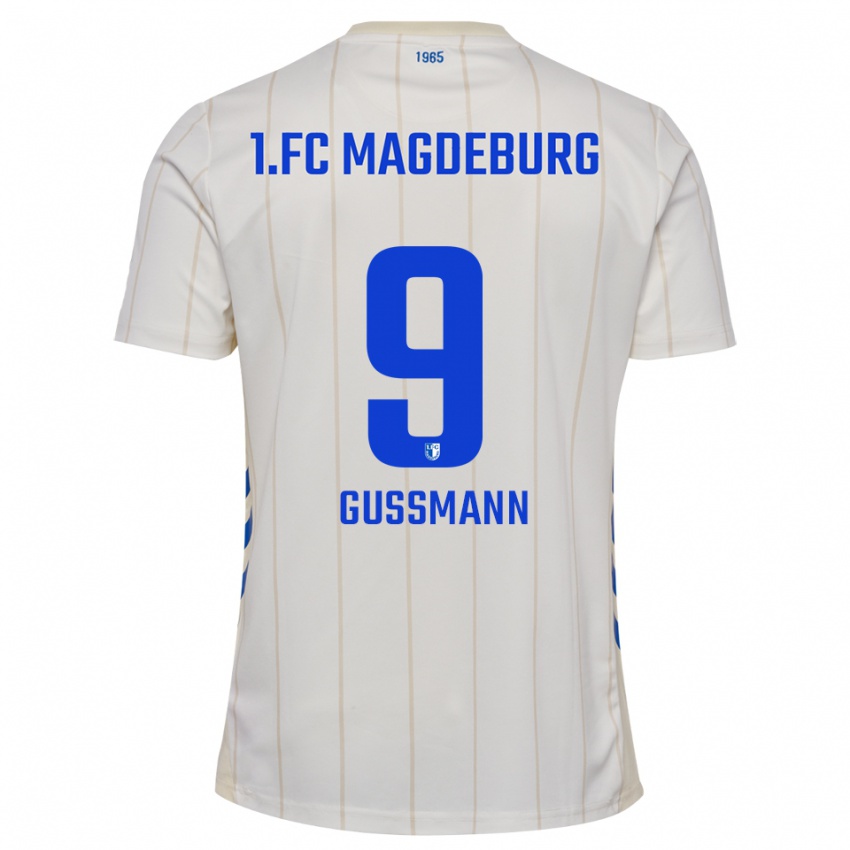 גברים Jaden Gussmann #9 לבן כחול הרחק ג'רזי 2025/26 חולצה קצרה