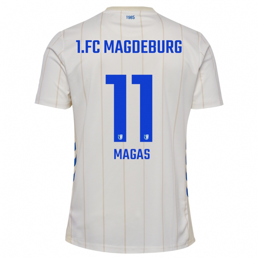 גברים Lena Magas #11 לבן כחול הרחק ג'רזי 2025/26 חולצה קצרה