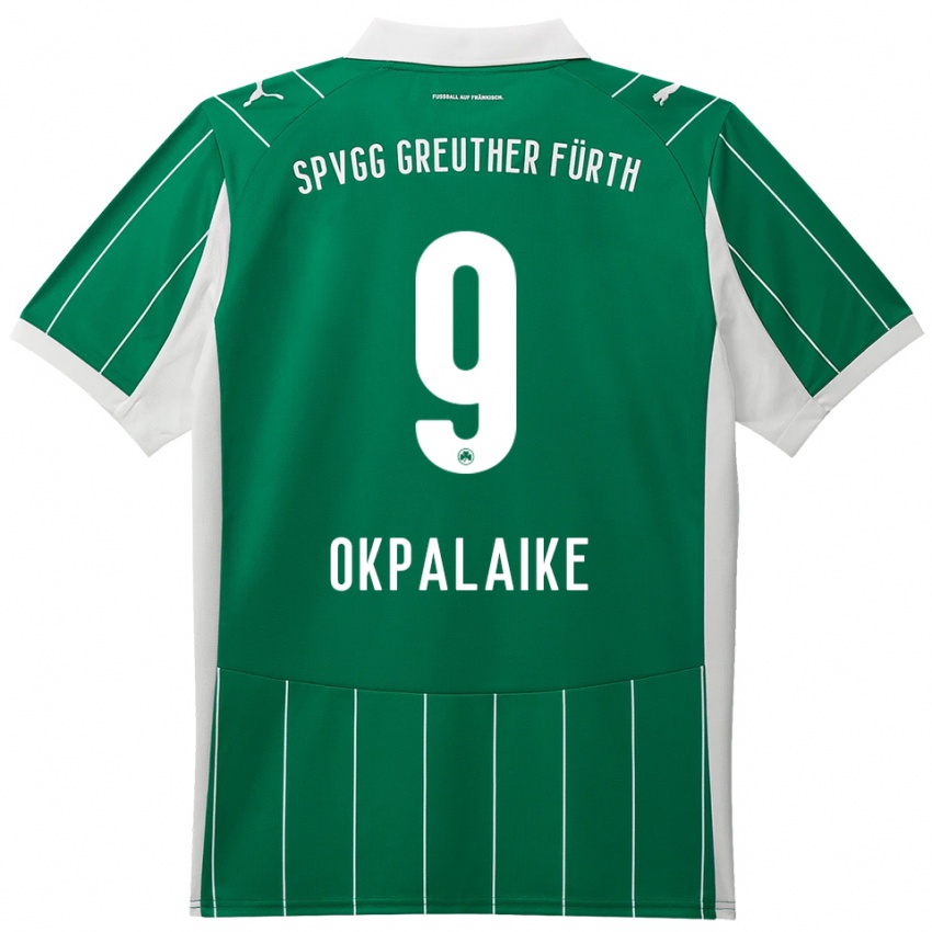 גברים Joshua Okpalaike #9 ירוק לבן הרחק ג'רזי 2025/26 חולצה קצרה