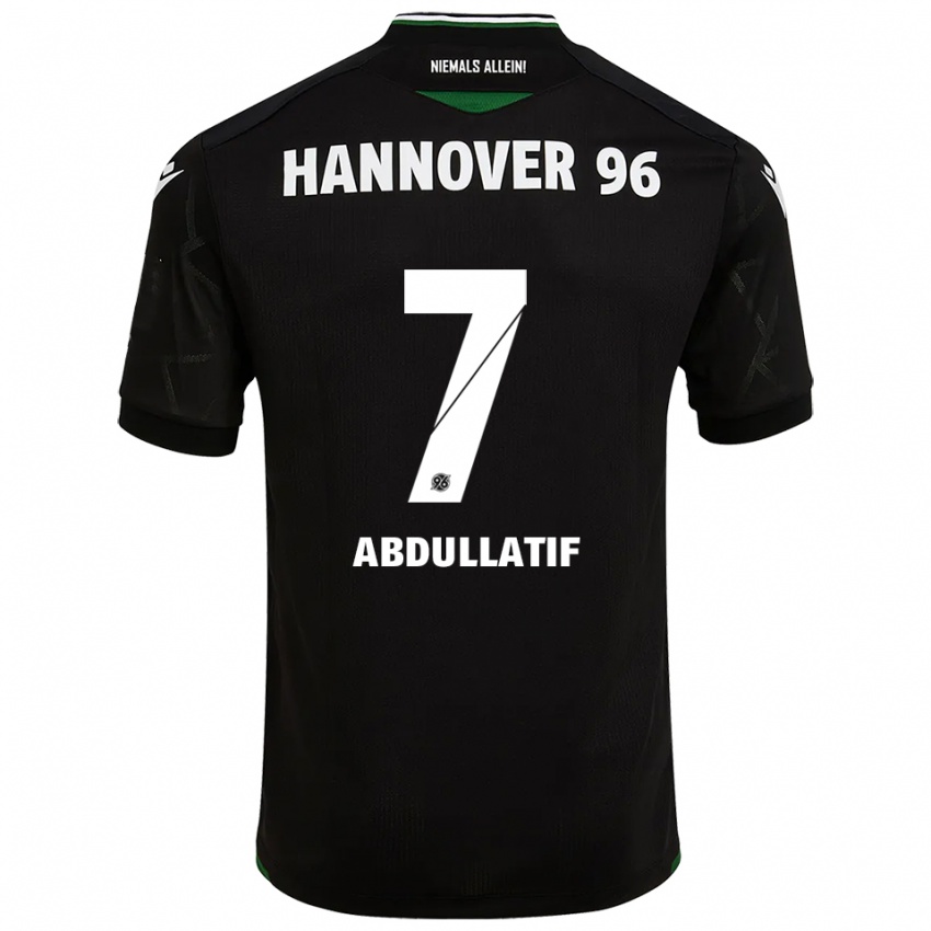 גברים מוסטפה עבדולטיף #7 שחור ירוק הרחק ג'רזי 2025/26 חולצה קצרה