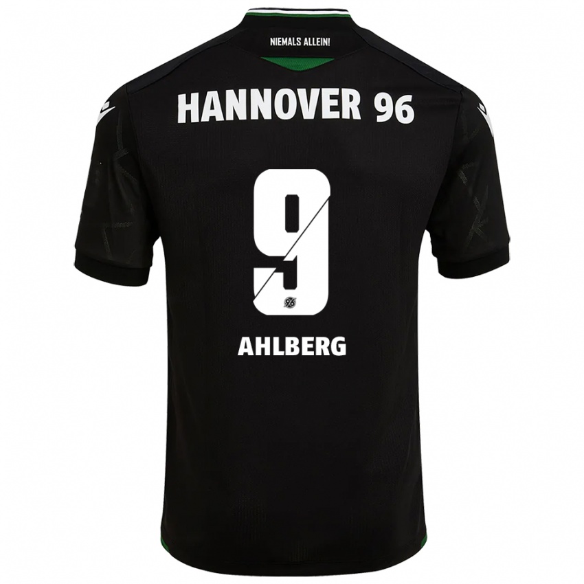 גברים קווין אהלברג #9 שחור ירוק הרחק ג'רזי 2025/26 חולצה קצרה
