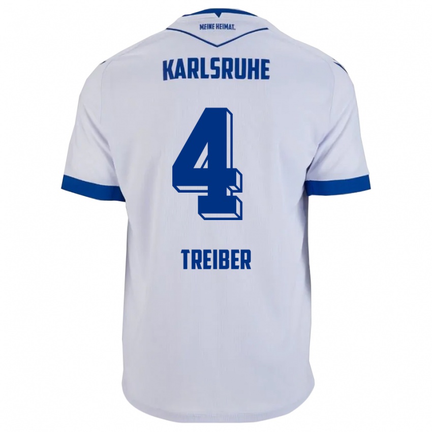 גברים Jannik Treiber #4 לבן כחול הרחק ג'רזי 2025/26 חולצה קצרה