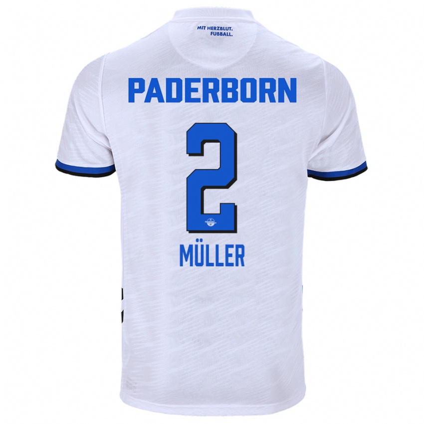 גברים Ruben Müller #2 לבן כחול הרחק ג'רזי 2025/26 חולצה קצרה