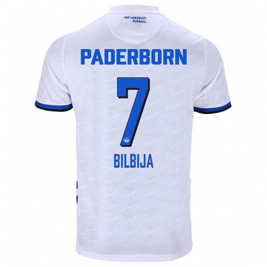 גברים פיליפ בילביה #7 לבן כחול הרחק ג'רזי 2025/26 חולצה קצרה