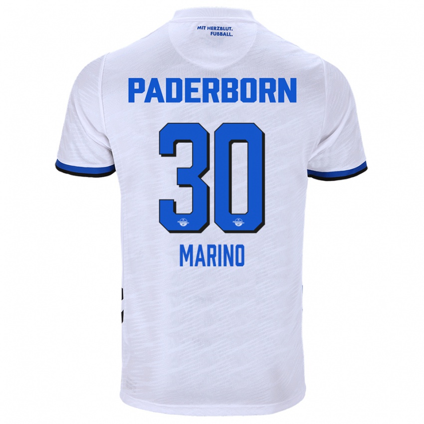 גברים סטפנו מרינו #30 לבן כחול הרחק ג'רזי 2025/26 חולצה קצרה