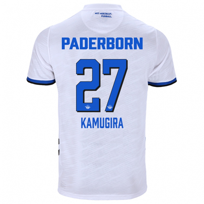 גברים ריאן קמוגירה #27 לבן כחול הרחק ג'רזי 2025/26 חולצה קצרה