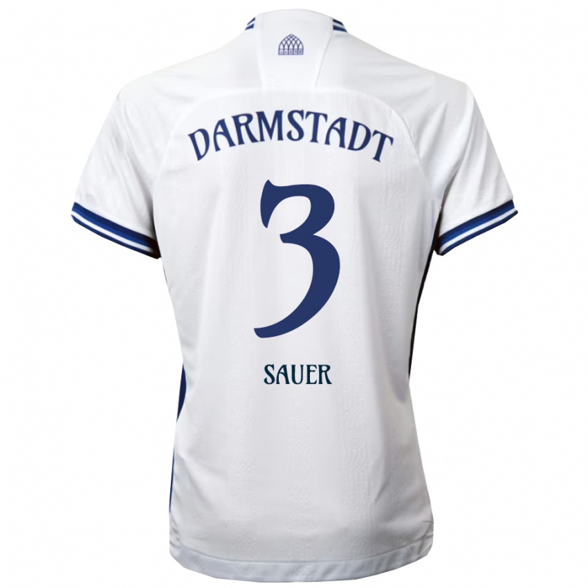 גברים Nick Sauer #3 לבן כחול הרחק ג'רזי 2025/26 חולצה קצרה