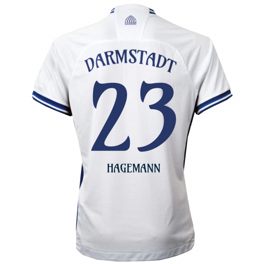 גברים Emil Hagemann #23 לבן כחול הרחק ג'רזי 2025/26 חולצה קצרה