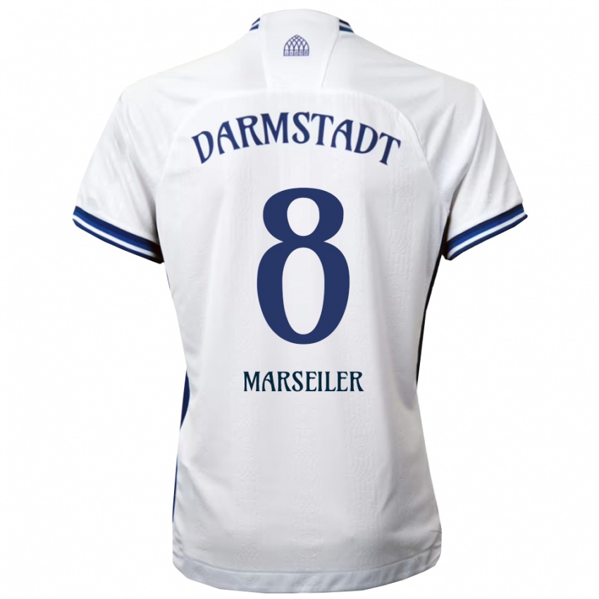 גברים Luca Marseiler #8 לבן כחול הרחק ג'רזי 2025/26 חולצה קצרה