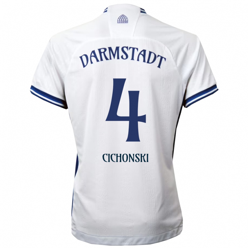 גברים Florian Cichonski #4 לבן כחול הרחק ג'רזי 2025/26 חולצה קצרה