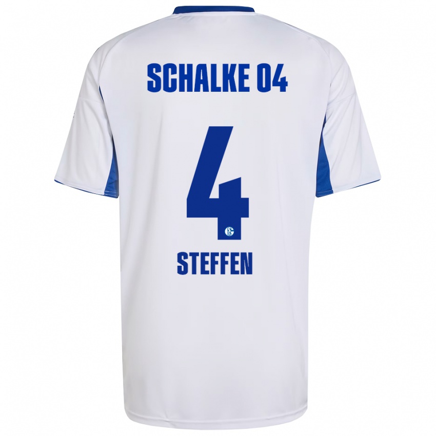 גברים Kjell Steffen #4 לבן כחול הרחק ג'רזי 2025/26 חולצה קצרה