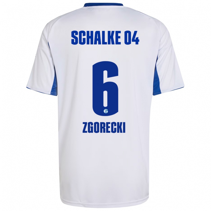 גברים יונס זגורקי #6 לבן כחול הרחק ג'רזי 2025/26 חולצה קצרה