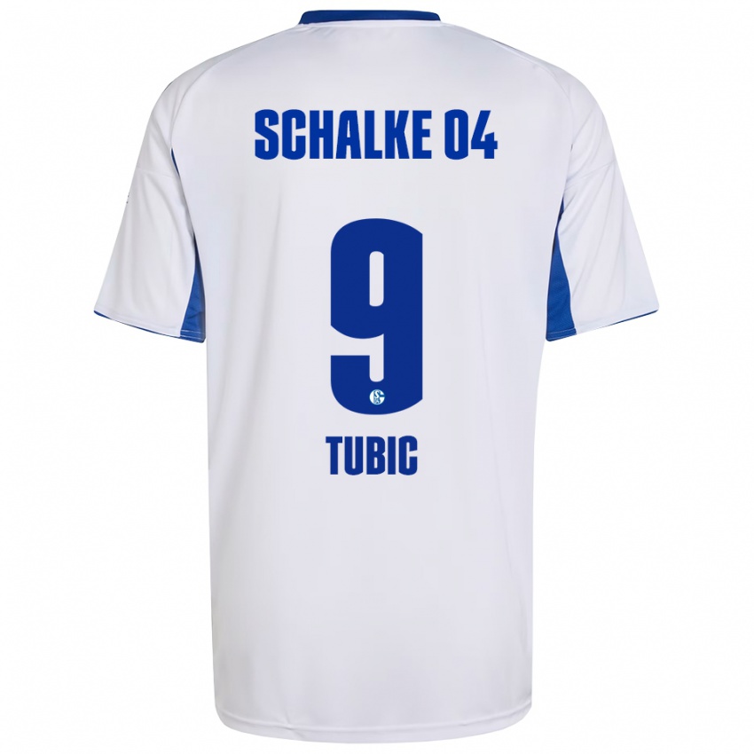 גברים מאליק טוביץ׳ #9 לבן כחול הרחק ג'רזי 2025/26 חולצה קצרה