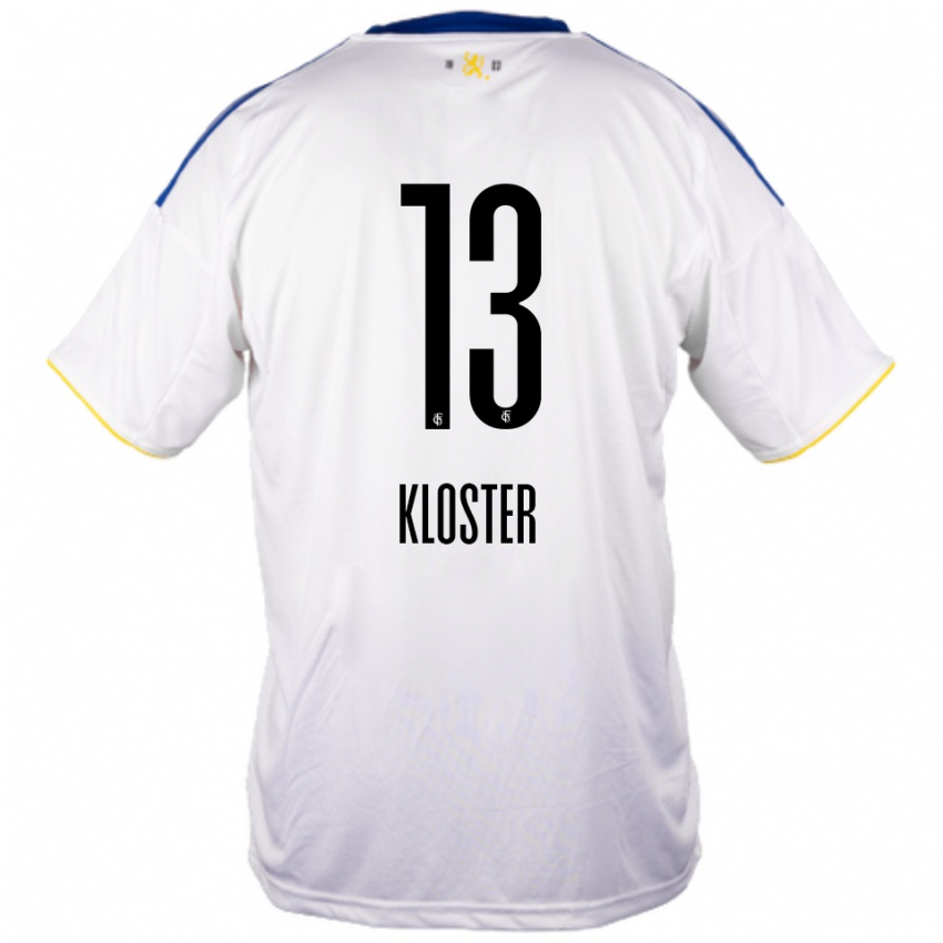 גברים Tim Kloster #13 לבן כחול צהוב הרחק ג'רזי 2025/26 חולצה קצרה