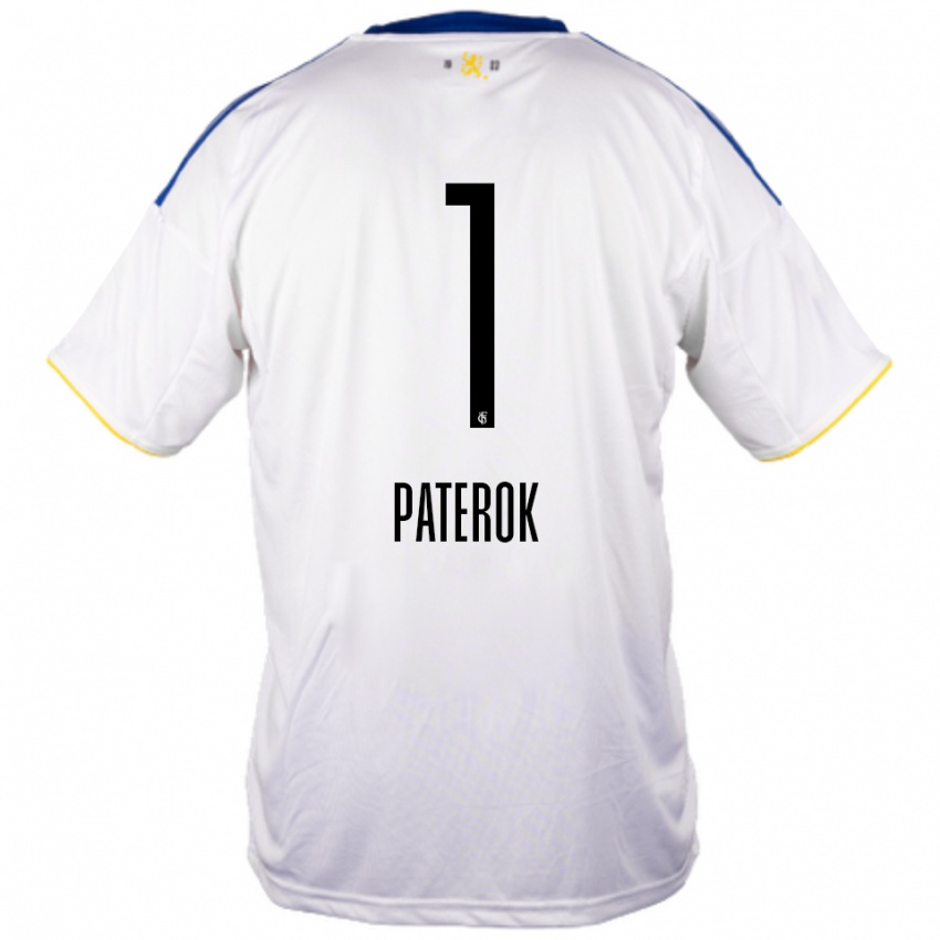 גברים טים פטרוק #1 לבן כחול צהוב הרחק ג'רזי 2025/26 חולצה קצרה