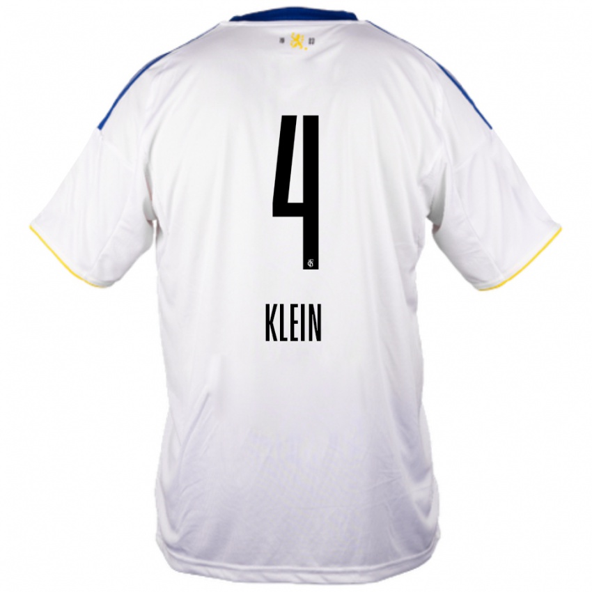גברים Jennifer Klein #4 לבן כחול צהוב הרחק ג'רזי 2025/26 חולצה קצרה