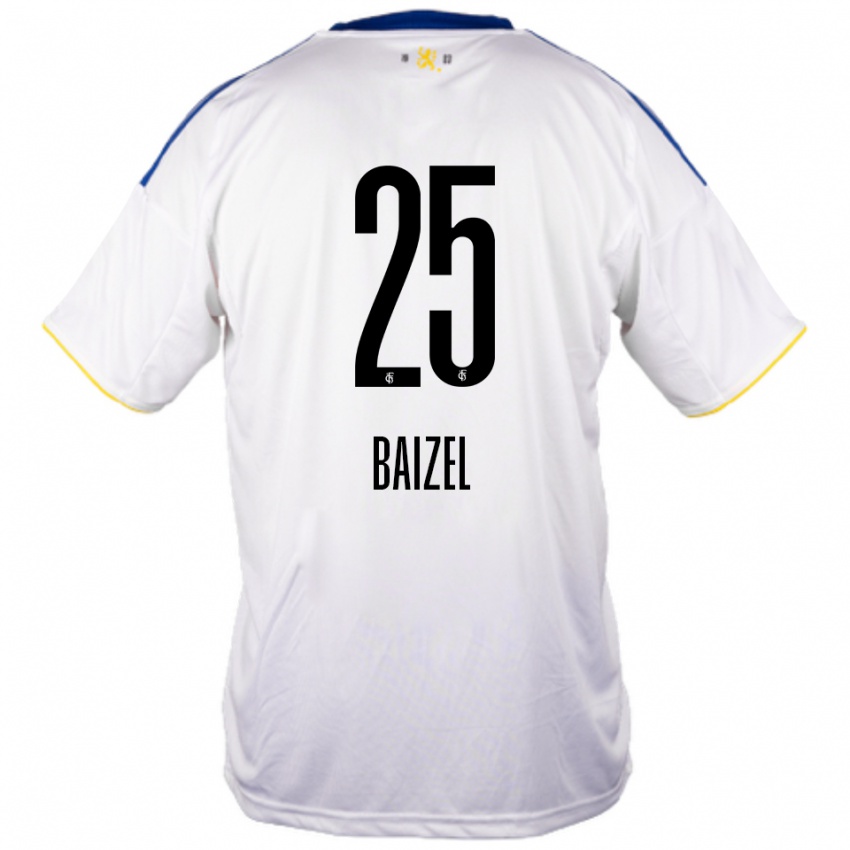 גברים דייוויד מיכאל בייזל #25 לבן כחול צהוב הרחק ג'רזי 2025/26 חולצה קצרה