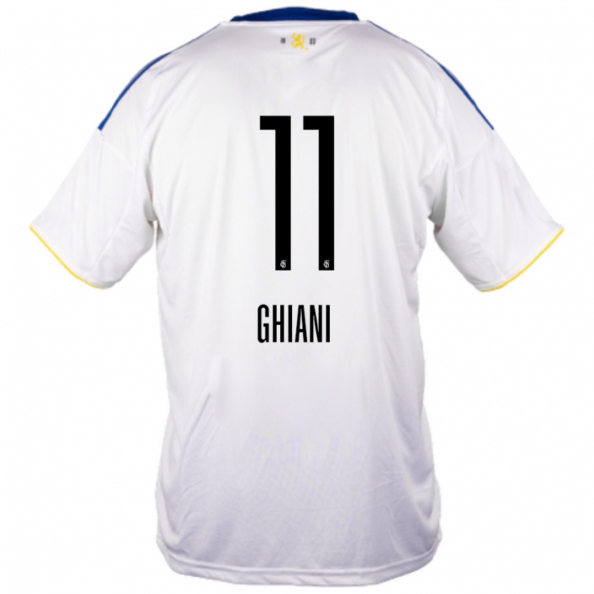 גברים Davide Ghiani #11 לבן כחול צהוב הרחק ג'רזי 2025/26 חולצה קצרה