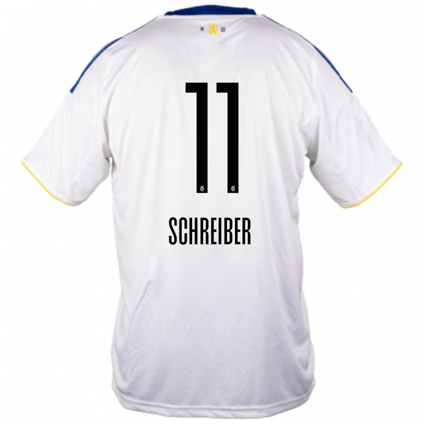 גברים Colin Schreiber #11 לבן כחול צהוב הרחק ג'רזי 2025/26 חולצה קצרה