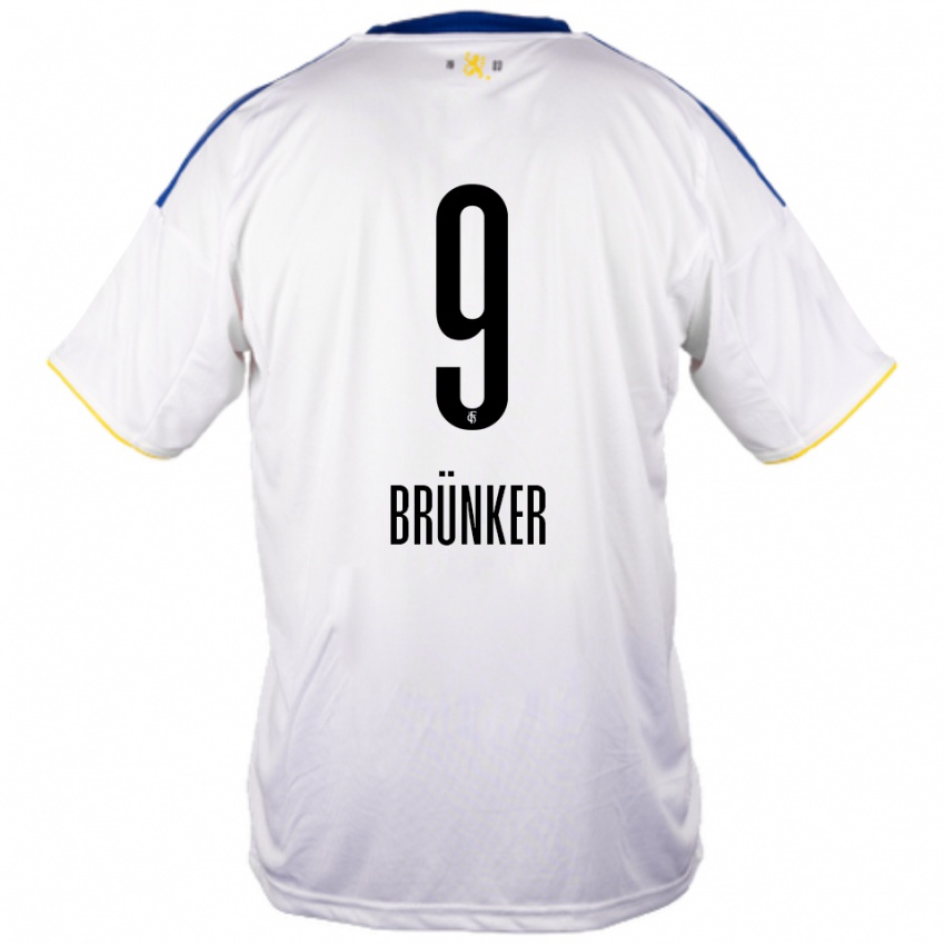 גברים קאי ברונקר #9 לבן כחול צהוב הרחק ג'רזי 2025/26 חולצה קצרה