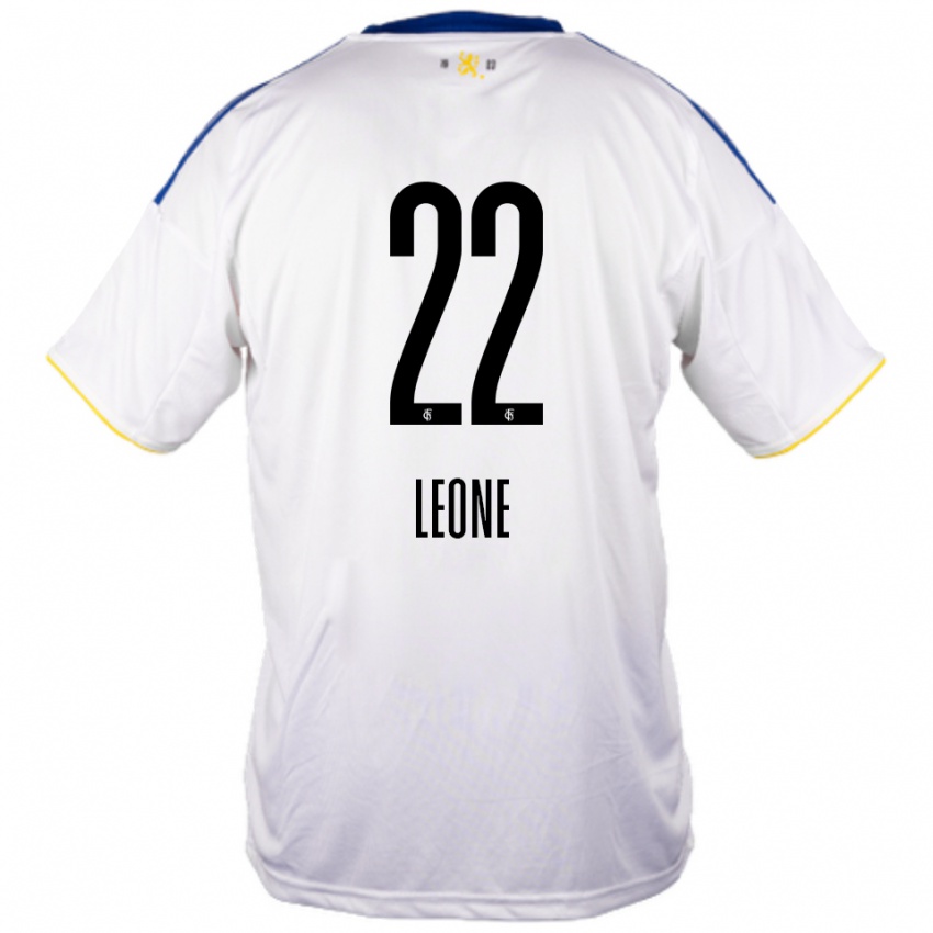 גברים Vincent Leone #22 לבן כחול צהוב הרחק ג'רזי 2025/26 חולצה קצרה