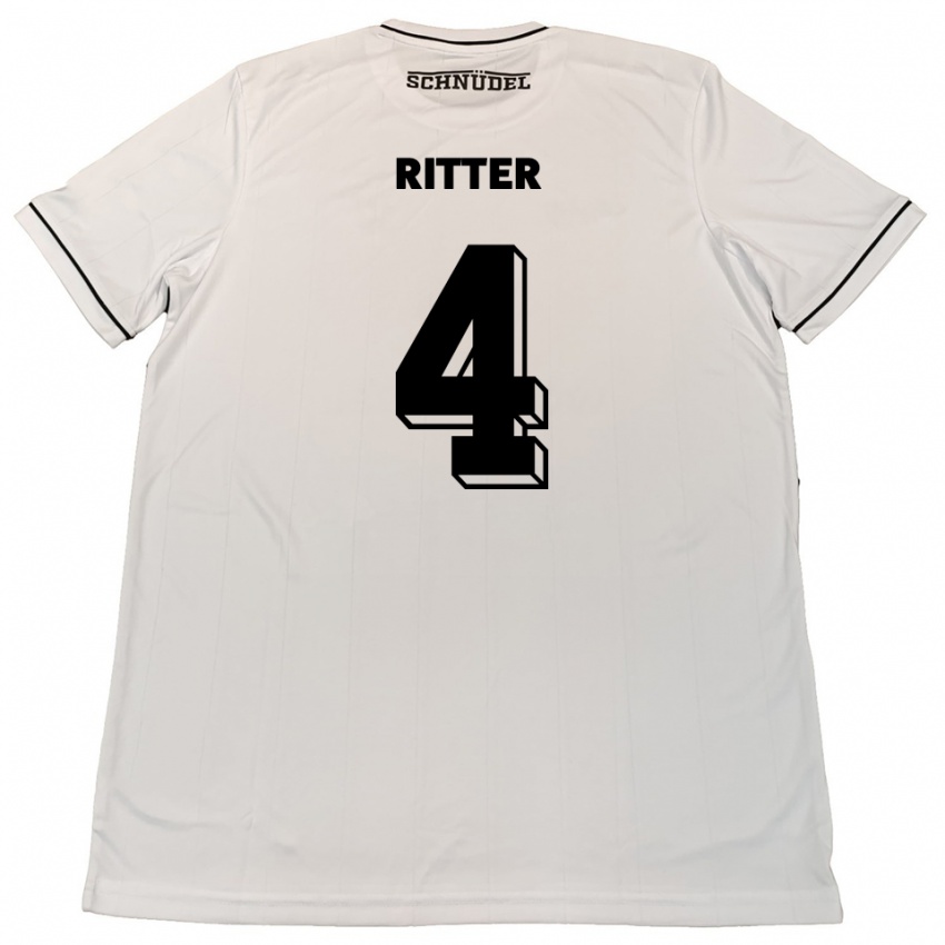 גברים David Ritter #4 לבן שחור הרחק ג'רזי 2025/26 חולצה קצרה