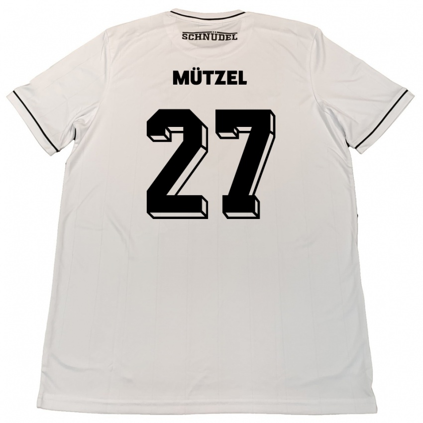 גברים Nuno Mützel #27 לבן שחור הרחק ג'רזי 2025/26 חולצה קצרה