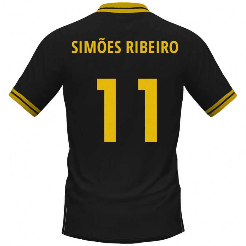גברים Dominik Simões Ribeiro #11 שחור צהוב הרחק ג'רזי 2025/26 חולצה קצרה