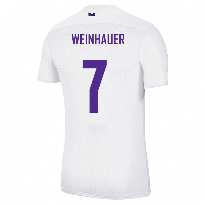 גברים אריק וינהאוור #7 לבן ירוק הרחק ג'רזי 2025/26 חולצה קצרה