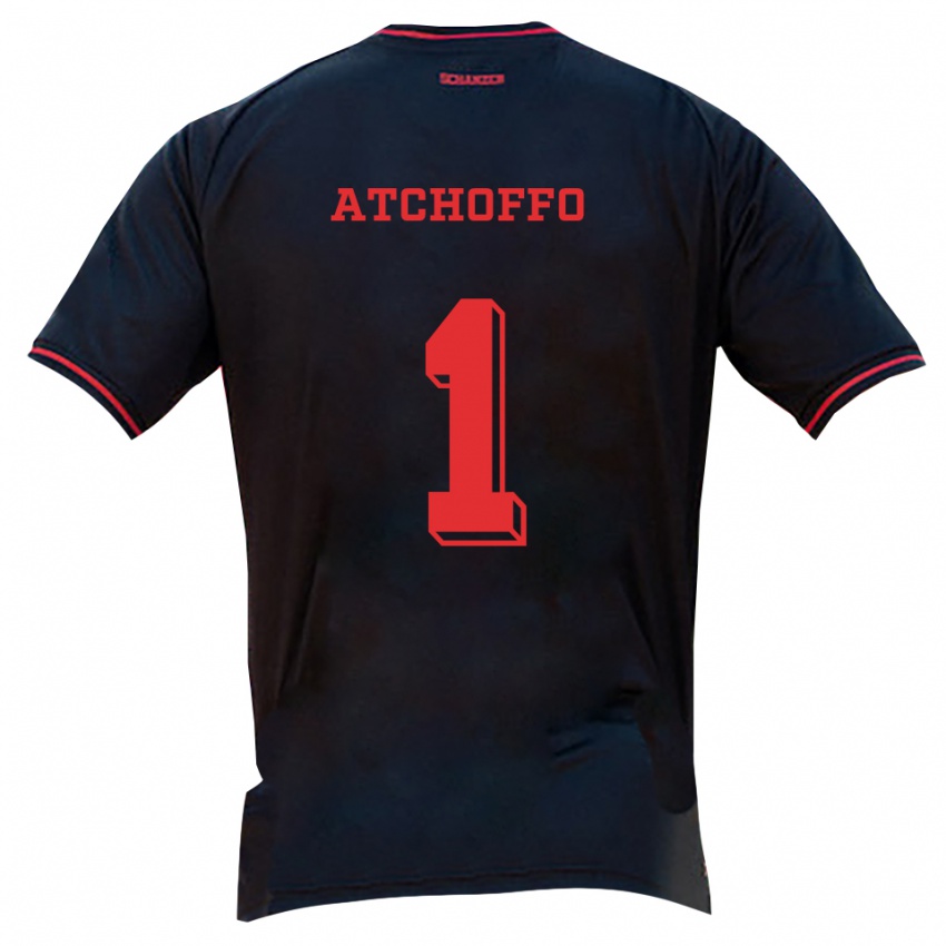 גברים Bryan Atchoffo #1 שחור אדום לבן הרחק ג'רזי 2025/26 חולצה קצרה