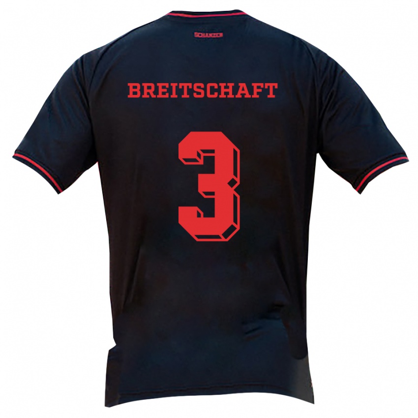 גברים Veit Breitschaft #3 שחור אדום לבן הרחק ג'רזי 2025/26 חולצה קצרה