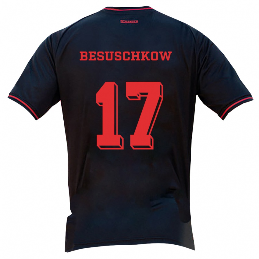 גברים Max Besuschkow #17 שחור אדום לבן הרחק ג'רזי 2025/26 חולצה קצרה