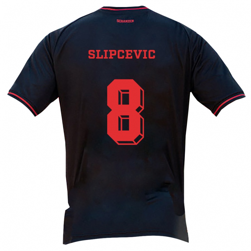 גברים Ivana Slipcevic #8 שחור אדום לבן הרחק ג'רזי 2025/26 חולצה קצרה