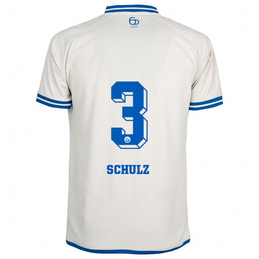 גברים בנט שולץ #3 לבן כחול הרחק ג'רזי 2025/26 חולצה קצרה