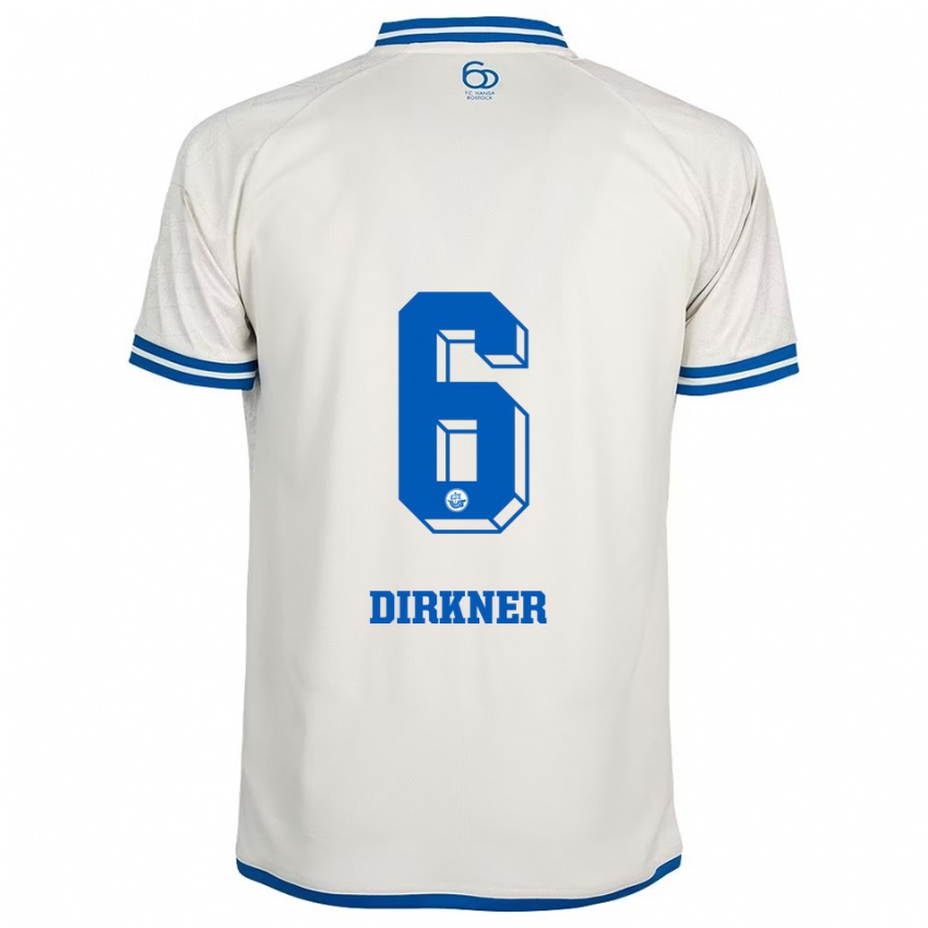 גברים Jonas Dirkner #6 לבן כחול הרחק ג'רזי 2025/26 חולצה קצרה