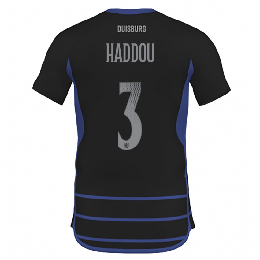 גברים Reda Haddou #3 שחור כחול הרחק ג'רזי 2025/26 חולצה קצרה