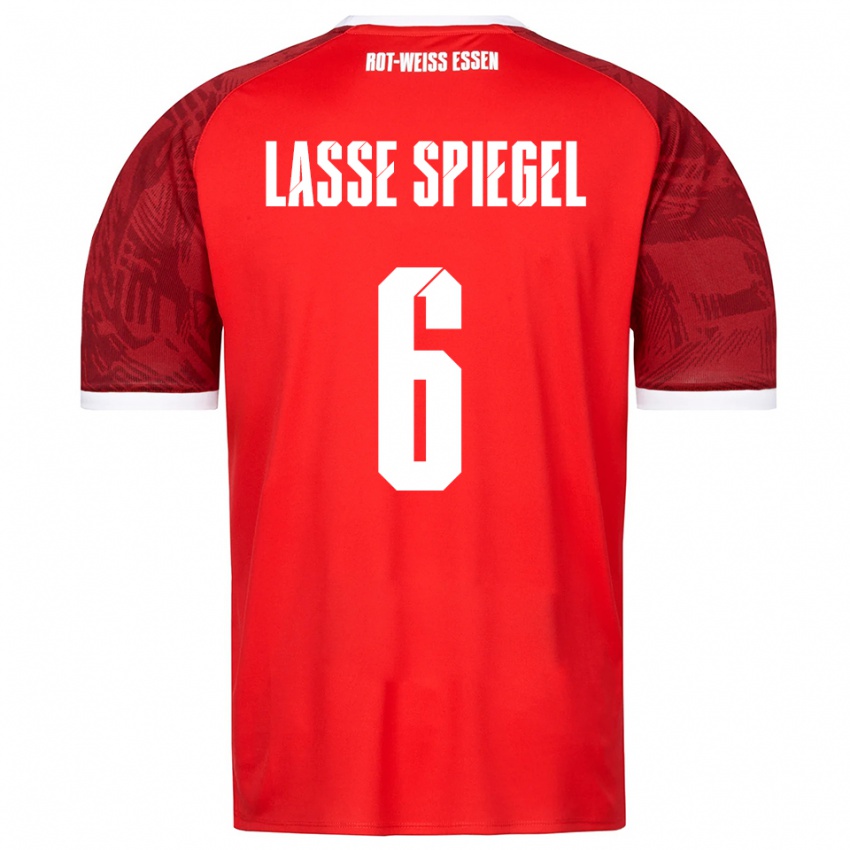 גברים Jakob Lasse Spiegel #6 אדום בורדו לבן הרחק ג'רזי 2025/26 חולצה קצרה