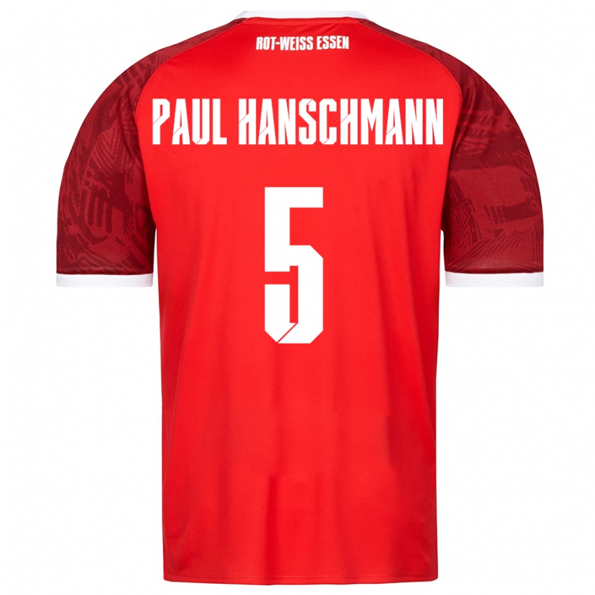 גברים Theodor Paul Hanschmann #5 אדום בורדו לבן הרחק ג'רזי 2025/26 חולצה קצרה