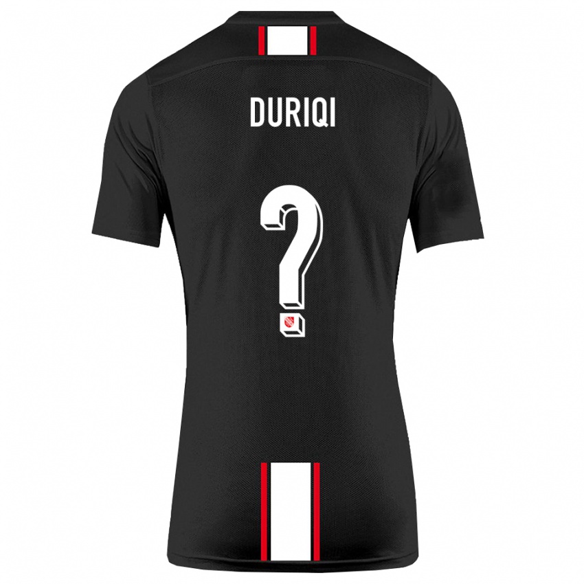 גברים Ledion Duriqi #0 שחור לבן הרחק ג'רזי 2025/26 חולצה קצרה