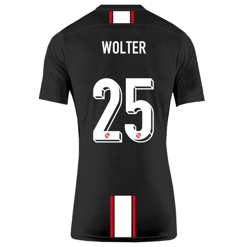 גברים Fynn Wolter #25 שחור לבן הרחק ג'רזי 2025/26 חולצה קצרה